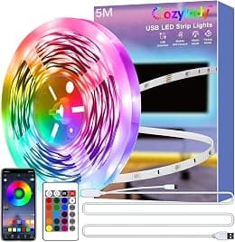 Cozylady 5M USB Led Light,Smart Bluetooth RGB Light with APP Control, Timer Setting, Music Mode, Led Light Strip for Decoration, Bedroom, PC,Cabinet（usb 5m-GM001） - Best Deal Finder