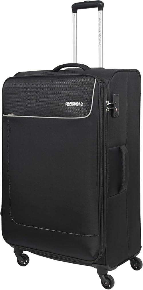 American Tourister Jamaica Soft Large Size Check-In Luggage Bag, Spinner wheels, (Material :Polyester), TSA Combination Lock, 80 cm/31 Inch, Black Color, 3 year Global Warranty on Amazon.ae - Price Tracker