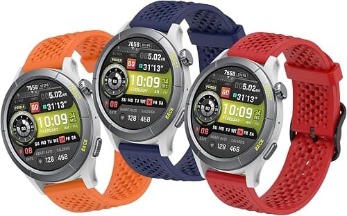 Pack of 3 Silicone Bracelets Compatible with Amazfit Balance, Amazfit Cheetah and Amazfit Cheetah Pro, Waterproof, Breathable and Soft Sports Band, Suitable for Men and Women على Amazon.ae - متتبع الأسعار