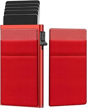 NALACAL Slim Card Holder Wallet - Minimalist Pop up Leather Wallet for Men RFID Blocking (Red) on Amazon.ae - Price Tracker