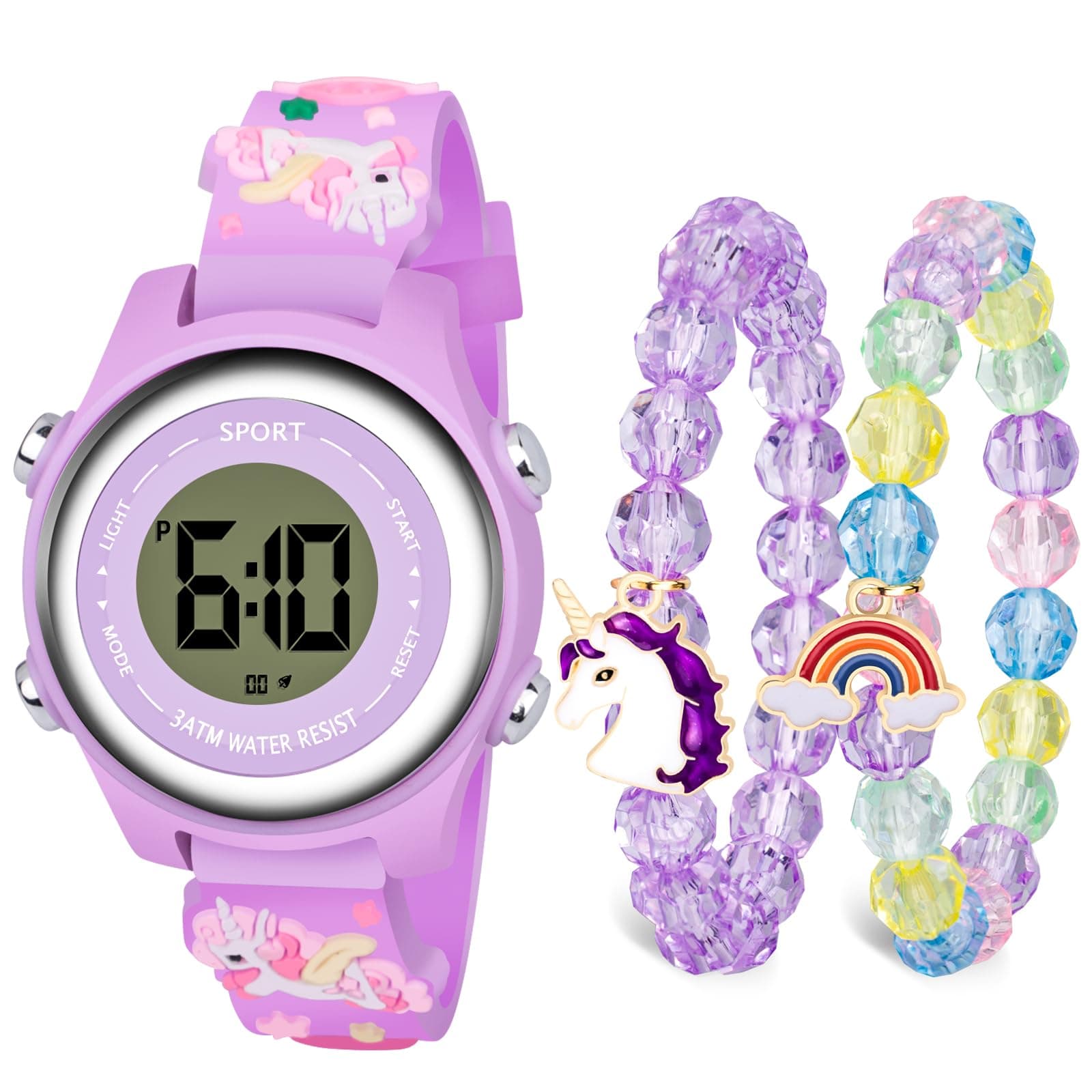 3 Pieces Kids Unicorn Watch Unicorn Bracelet Toddler Digital Light Watches with Alarm Stopwatch Gift for 3-10 Year Girls on Amazon.ae - Price Tracker