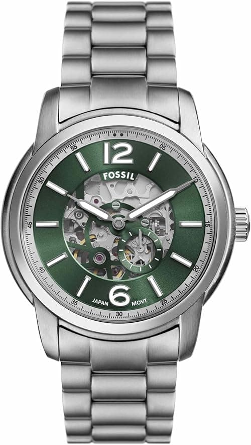 Fossil Men's Heritage Automatic Silver Stainless Steel Bracelet Watch (Model: ME3262) on Amazon.ae - Price Tracker