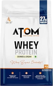 Asitis Nutrition ATOM Whey Protein 1kg | 27g protein | Isolate & Concentrate | Cookies and Cream | USA Labdoor Certified | With Digestive Enzymes for better absorption on Amazon.ae - Price Tracker