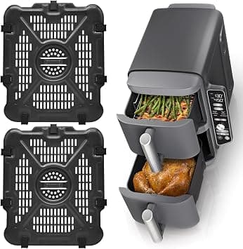 Air Fryer Replacement Parts for Ninja SL201 SL401 SL451 Double Stack XL 2-Basket Air Fryer, 2 PCS Food Grade Air Fryer Accessories Grill Pan Plate Crisper Plate Rack Tray with Rubber Bumpers on Amazon.ae - Price Tracker