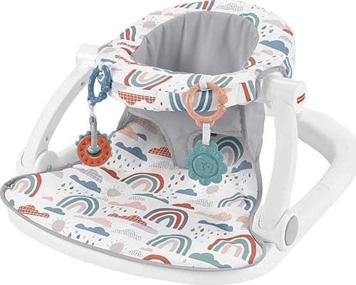 Fisher-Price Portable Baby Chair Sit-Me-Up Floor Seat with 2 Developmental Toys, Rainbow Showers on Amazon.ae - Price Tracker