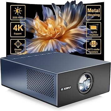 4K Projector with WIFI and Bluetooth, XIDU 2000ANSI Electric Focus Aluminum Alloy Projector, Auto Keystone 1080P Movie proyector, Dual 8W Speaker, Home Theater Portable Projecter for Phone (Naval) على Amazon.ae - متتبع الأسعار