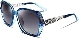 FEISEDY Polarized Women Square Sunglasses Sparkling Composite Shiny Frame B2289 - Best Deal Finder