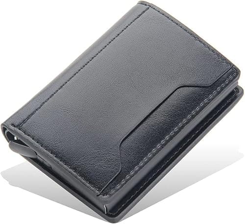 Slim Wallet for Men RFID Smart Front Pocket Minimalist Leather Wallet Antimagnetic Anti Theft Medium Deposit ID Money Bank Card Size Men Gift Black على Amazon.ae - متتبع الأسعار