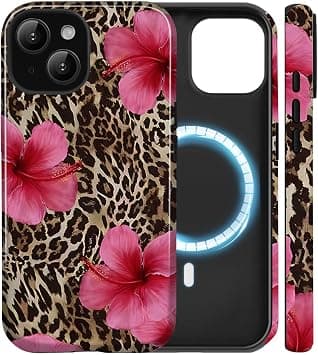 Magnetic for iPhone 15 Plus Case - Leopard Print & Hibiscus Flower, Compatible with MagSafe, Cute Aesthetic Shockproof 2-in-1 Hybrid Phone Case for Women & Men, Red on Amazon.ae - Price Tracker