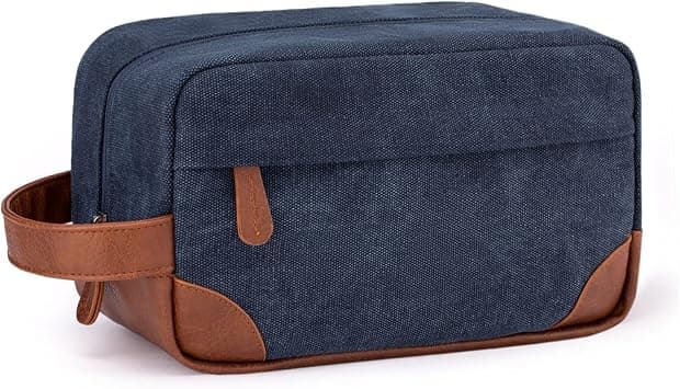 Vorspack Travel Toiletry Bag - Hanging Toiletry Bag for Men Water Resistant Canvas Shaving Bag for Travel, Navy Blue, Medium, Classic - Best Deal Finder