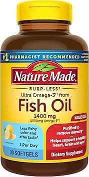 Nature Made Burp-Less Ultra Omega-3 from Fish Oil 1400 mg, Dietary Supplement for Healthy Heart Support, 90 Softgels, 90 Day Supply - Amazon.ae Price Tracker