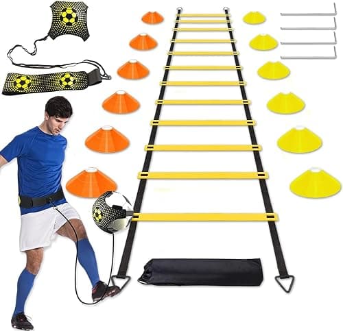 Angju Football Speed Agility Training Set Agility Ladder 12 Sports Cones and Football Kick Trainer Football Training Equipment Footwork Drills for Kids and Adults on Amazon.ae - Price Tracker