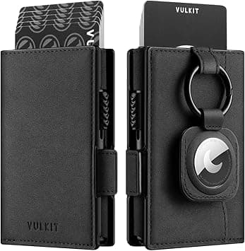 VULKIT Card Holder Wallet with Airtag Holder & ID Window Pop Up Slim Leather Wallet RFID Blocking Magnetic Closure for Credit Cards and Cash Black on Amazon.ae - Price Tracker