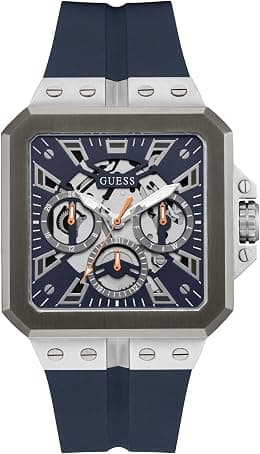 GUESS Men's 42mm Watch - Black Strap Black Dial Gold Tone Case - Best Deal Finder