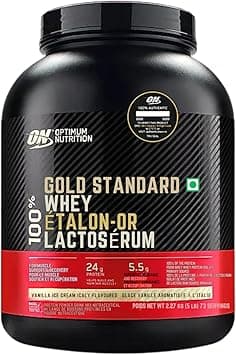 Optimum Nutrition (ON) Gold Standard 100% Whey Protein Powder Primary Source Isolate, 24 Grams of Protein for Muscle Support and Recovery - Vanilla Ice Cream, 10 Lbs, 146 Servings (4.53 KG) - Amazon.ae Price Tracker