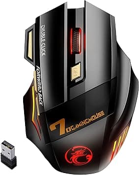 Rechargeable Wireless Gaming Mouse - Silent Click, Colorful RGB Light, Dual Mode (Bluetooth 5.1 + USB 2.4G), 25Hrs Battery, Ergonomic Design, Adjustable DPI (3200), for PC, Laptop, Mac, iOS & Android - Best Deal Finder