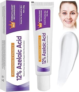 Azelaic Acid Serum 12%, Acne Treatment for Face, Redness Relief, Pimple, Blackhead, Scar Reduction, Hydrating Moisturizer for Oily Skin, Clear Balanced Firming Cream على Amazon.ae - متتبع الأسعار