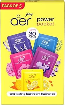 Godrej aer Power Pocket Air Freshener- Bathroom And Toilet Lasts Up To 30 Days Assorted Pack Of 5 (50G), Multicolour, 40017848 on Amazon.ae - Price Tracker
