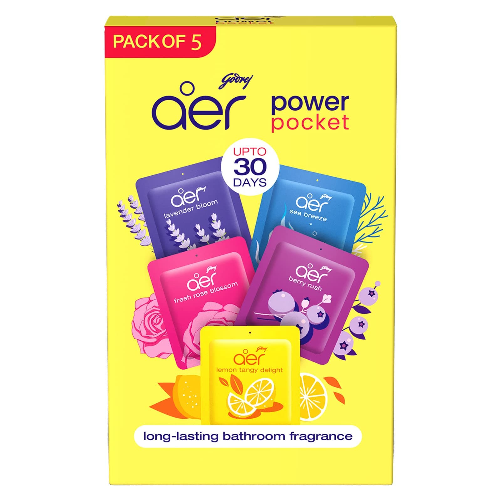 Godrej aer Power Pocket Air Freshener- Bathroom And Toilet Lasts Up To 30 Days Assorted Pack Of 5 (50G), Multicolour, 40017848 on Amazon.ae - Price Tracker