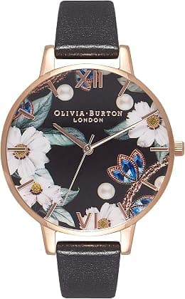 Olivia Burton Women's Black Dial Leather Band Watch - OB16BF04 - Best Deal Finder