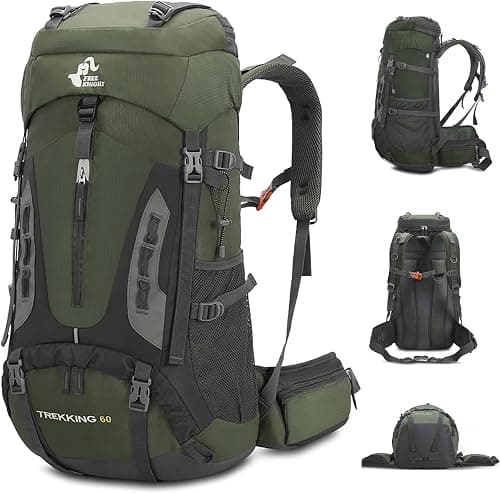 60L Hiking Backpack Large Waterproof Camping Backpack for Men and Women Lightweight Frameless Backpacking Backpack, Army Green على Amazon.ae - متتبع الأسعار