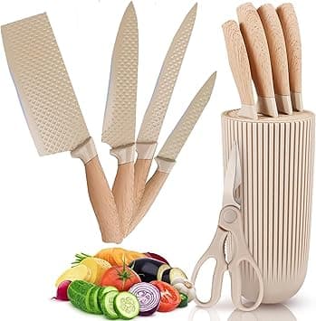 Golden Apple 6-Piece Chef Knife Set, Kitchen Knife Set with Universal Block, Stainless Steel Non-Stick Blades, Anti-Rust, Professional Quality for Home & Restaurant, Sharp Kitchen Knives (Large) on Amazon.ae - Price Tracker