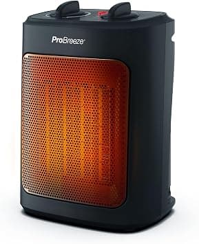 Pro Breeze 2000W Mini Ceramic Fan Heater - 3 Heat Settings & Fan Only Mode with Built-in Overheat and Tip Over Protection, Electric Heater for Home, Office and Bedroom - Black on Amazon.ae - Price Tracker