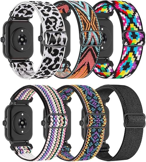 6 Pack Stretchy Nylon Bands Compatible with Amazfit GTS /GTS 2/ GTS 2 Mini/ GTS 2e / GTS 3/ GTS 4 Mini / GTS 4,20mm Weave Elastic Replacement Watch Strap for Amazfit Bip / Bip U Pro / Bip 3 /3 Pro, على Amazon.ae - متتبع الأسعار