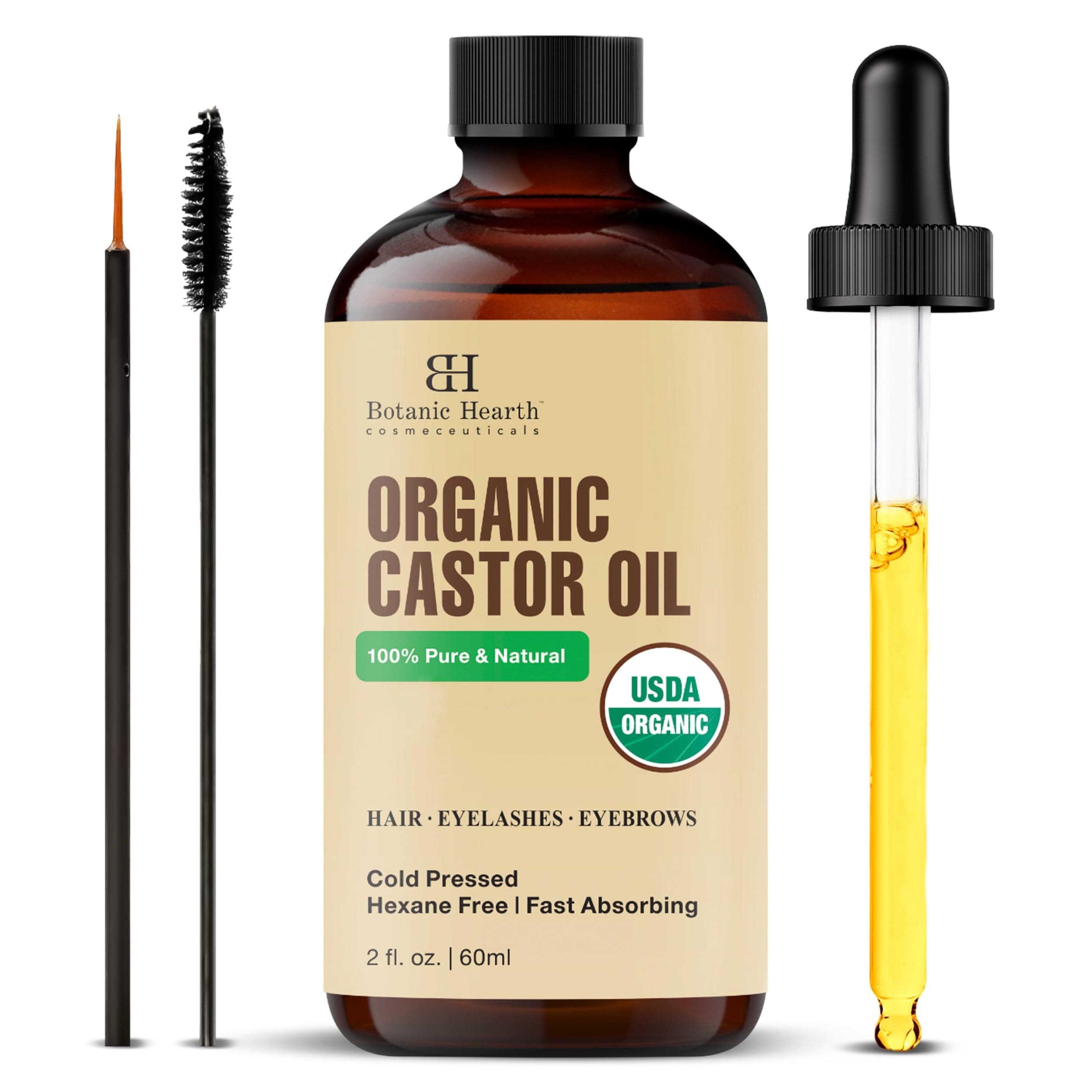 Botanic Hearth Castor Oil | USDA Certified Organic |100% Pure & Hexane Free | Cold Pressed | Growth for Eyelashes, Eyebrows, Hair | With Eyebrow & Eyelash Brush | 60 ML | on Amazon.ae - Price Tracker