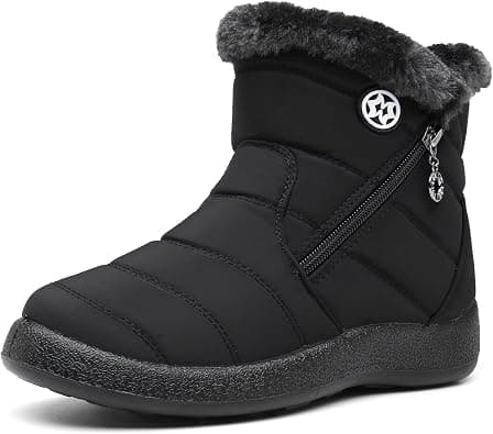 Hsyooes Winter Boots Women's Waterproof Winter Shoes Warm Ankle Boots Winter Snow Depth Lined Short Shaft Boots Non-Slip Slip-On Boots Flat on Amazon.ae - Price Tracker