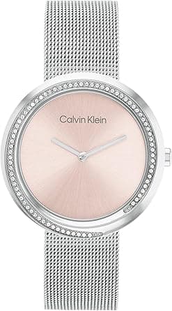 Calvin Klein Women's Quartz Stainless Steel Case and Mesh Bracelet Watch, Color: Silver (Model: 25200149), Silver on Amazon.ae - Price Tracker