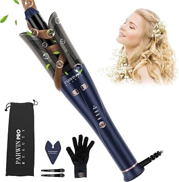 PARWIN PRO BEAUTY Automatic Rotating Hair Curler, Curling Wand Iron, Innovative System for Curls, Fast Heating Ceramic Barrel, 4 Adjustable Temperature, 7s Signal Tone - Best Deal Finder