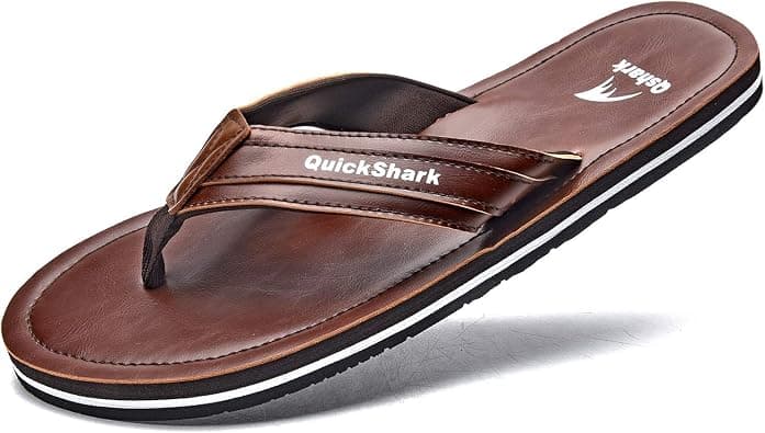 Quickshark Mens Flip Flops Leather Thong Sandals Arch Support Beach Slippers on Amazon.ae - Price Tracker