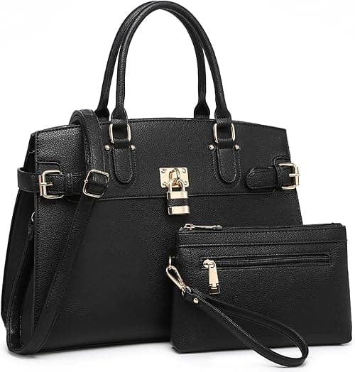 Women Handbags and Purses Fashion Satchel Tote Work Bags Top Handle Shoulder Purses with Matching Wristlet on Amazon.ae - Price Tracker