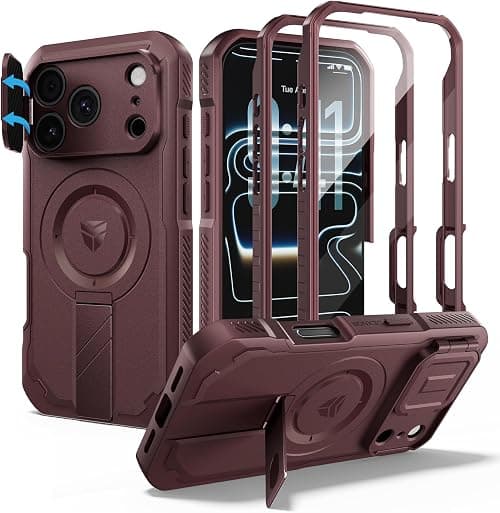 Dexnor for Phone 18 Pro Case, [2 Front Frame & Built-in Flip Camera Cover & Kickstand], Compatible with MagSafe, Heavy-Duty Shockproof Case with Screen Protector, 6.3 inch Maroon Red on Amazon.ae - Price Tracker