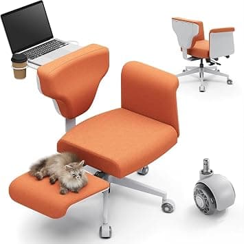 Drogo Freedom-X Multi-Position Office Chair For Work From Home With Laptop Tray, Adjustable Flexible Armrests & Cup Holders With Backrest, Flexible Armrests & Cup Holders With Breathable (Orange) على Amazon.ae - متتبع الأسعار