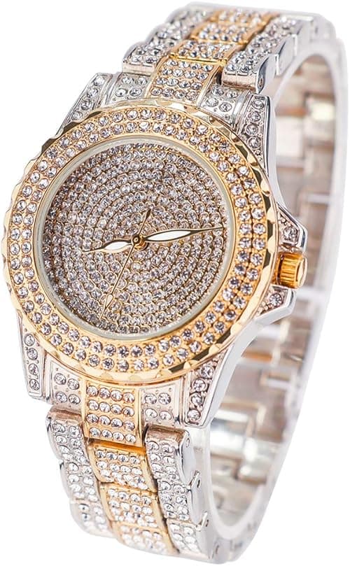 Smalody Round Luxury Women Watch Crystal Rhinestone Diamond Watches Stainless Steel Wristwatch Iced Out Watch with Japan Quartz Movement for Women | Simulated Lab Diamonds on Amazon.ae - Price Tracker