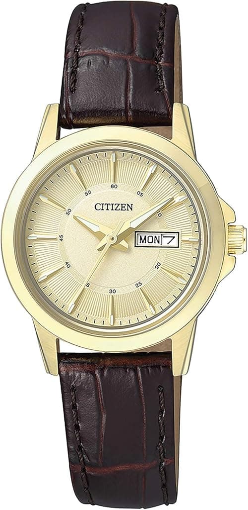 Citizen Women's Gold Dial Leather Band Watch - EQ0603-08P on Amazon.ae - Price Tracker
