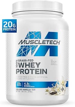 Muscletech Grass Fed Whey Protein | Grass Fed Whey Protein Powder | Protein Powder for Muscle Gain | Growth Hormone Free, Non-GMO, Gluten Free | 20g Protein + 4.3g BCAA | Deluxe Vanilla, 1.8 lbs - Amazon.ae Price Tracker
