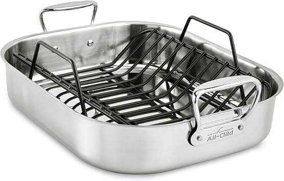 All-Clad E752S264 Stainless Steel Dishwasher Safe Small Roater with Rack Cookware, Silver Large 2100095738 on Amazon.ae - Price Tracker