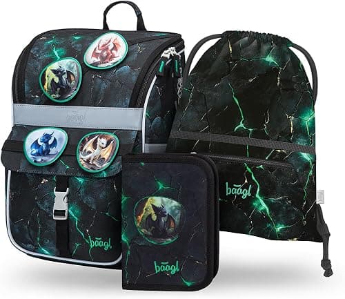 Baagl School Bag Boys Girls Set of 3 - Zippy School Bag for 1st Class - Primary School Satchel with Chest Strap - Ergonomic School Backpack, Dragon, Mittelgroße, Designer on Amazon.ae - Price Tracker