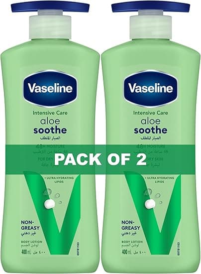 Vaseline Intensive Care Body Lotion for Dry Skin, Aloe Soothe, Fast-Absorbing, 48hr Moisturising, 2 x 400ml - Amazon.ae Price Tracker