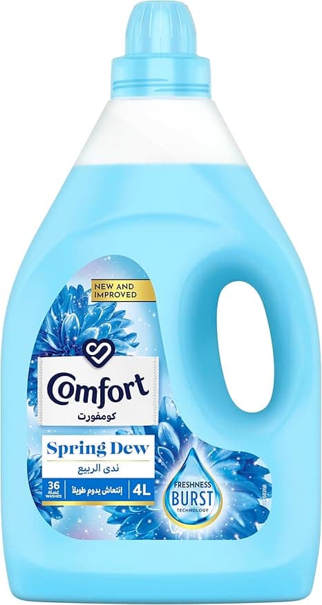 COMFORT Fabric Softener, Spring Dew, with freshness-burst technology for longer lasting fragrance &amp; soft clothes, 4L on Amazon.ae - Price Tracker