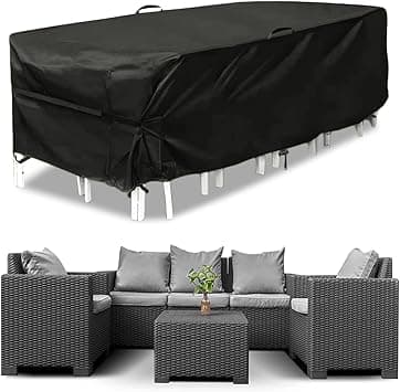 SKADE Upgraded Version Outdoor Patio Furniture Covers Waterproof Extra Large Patio Set Table Covers Rectangular with Velcro No Tears Anti UV No Fading Fits 12-18Seat (280x280x80cm) - Amazon.ae Price Tracker