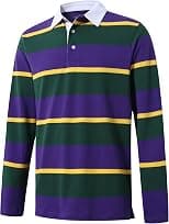 Men's Polo Shirts Long Sleeve Striped Dry Fit Casual Collared Pique Golf Polo Shirts for Mens - Best Deal Finder