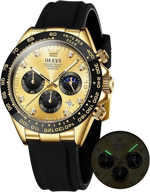 OLEVS Mens Automatic Watch Skeleton Diamond Luxury Mechanical Self Winding Dress Business Wrist Watch Waterproof Luminous on Amazon.ae - Price Tracker