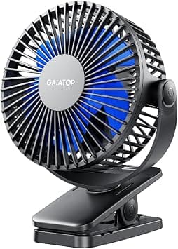 Gaiatop Portable Clip on Fan Battery Operated, Small Powerful 3 Speed Quiet 360° Rotate, USB Rechargeable Mini Personal Cooling Fan for Desk Table Home Office Stroller Camping Women Gifts Black Blue على Amazon.ae - متتبع الأسعار
