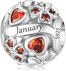 LNQOBU 925 Sterling Silve Lucky Birthstone Charm for Bracelets, With 5A Cubic Zirconia Birthday Charms Dangle Pendant Bead for Pandora Bracelets and Necklaces - Best Deal Finder