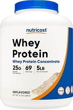 Nutricost Whey Protein Powder, Unflavored, 5 pounds - from Whey Protein Concentrate على Amazon.ae - متتبع الأسعار