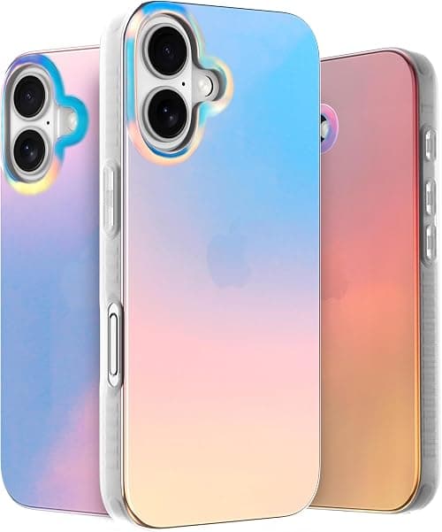 LONLI Hue - for iPhone 16 Plus Case - Holographic Iridescent Phone Case with [4 Airbag Cushioned Corners] - Cute, Unique and Aesthetic Shockproof Cover for Women and Girls on Amazon.ae - Price Tracker